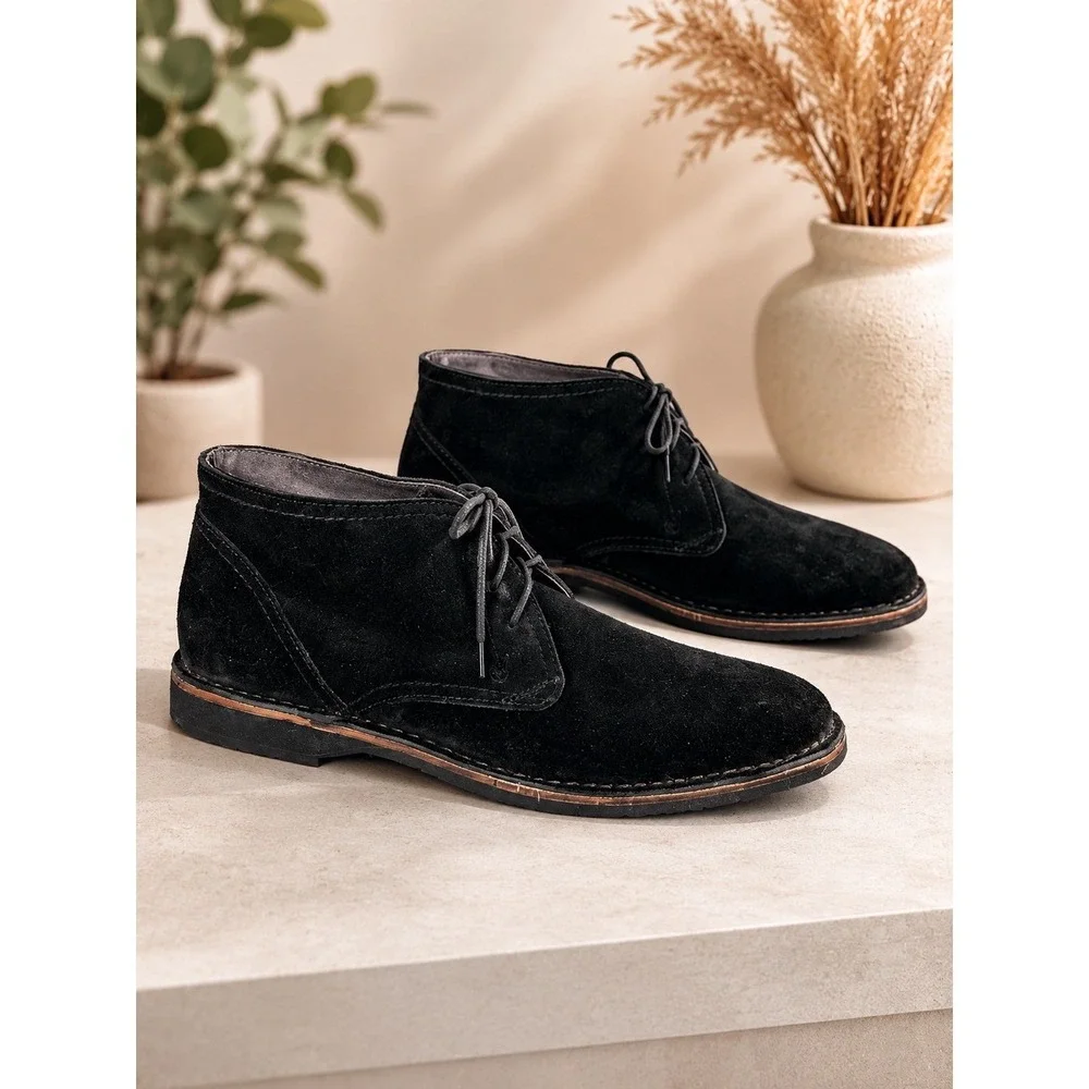 JOHN VARVATOS STAR USA Black Suede Chukka Desert Boots Size 10M Lace Up F2241B3B
